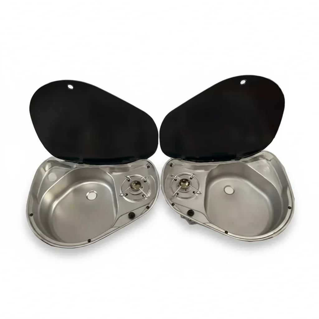 

RV Gas Stove, Stainless Steel 520x425mm Campervan Stove, with Sink, Caravan Gas Cooker for Trailer Marine Motorhome