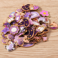 Tusember Mix 30pcs Enamel Charms Purple Series Animal Heart Flower Pendants For Handmade Jewelry Making Accessories DIY Craft