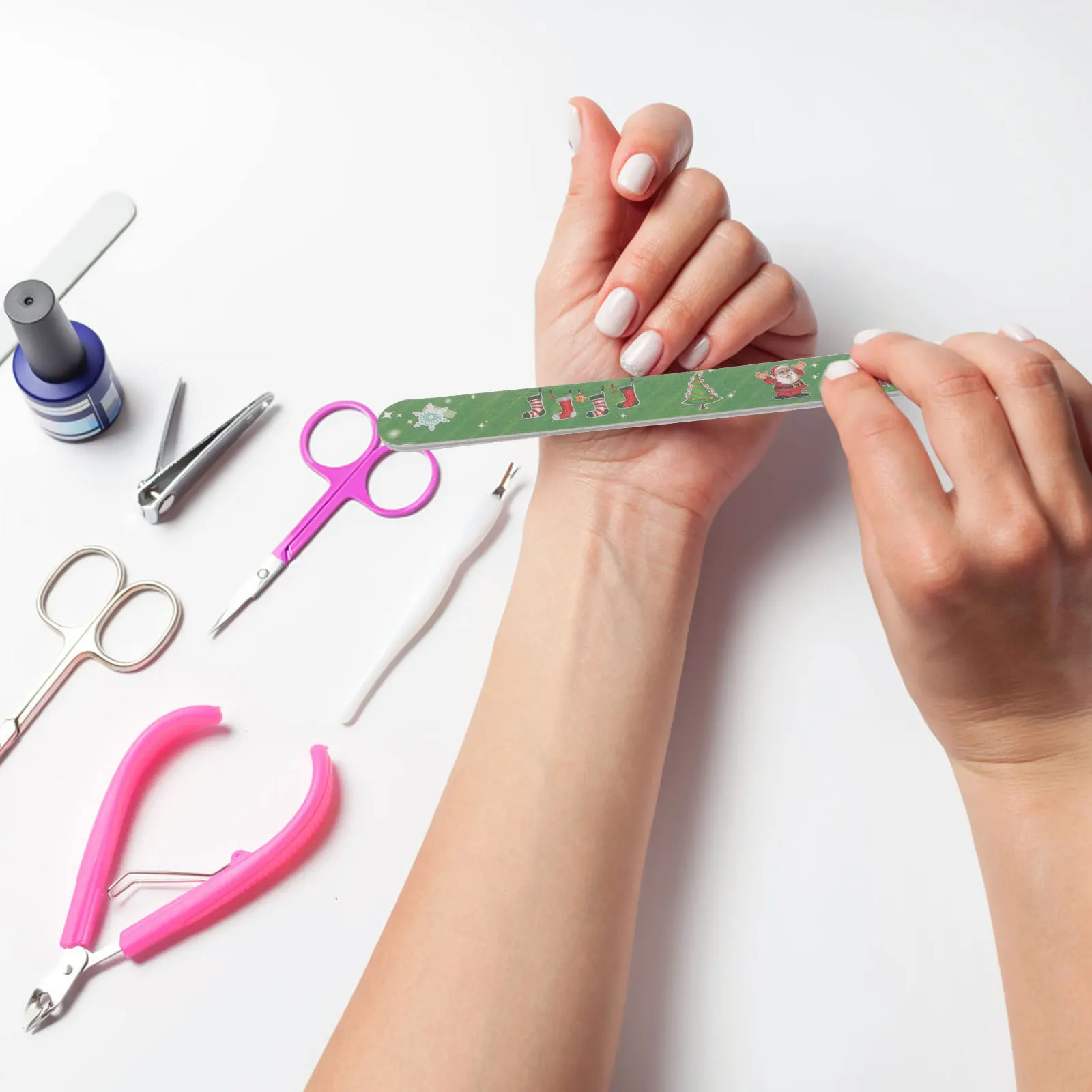 12개 네일 파일 크리스마스 매니큐어 그릿 도구 네일 아트 DIY 홈 살롱 전문가용 매니큐어 페디큐어 파일
