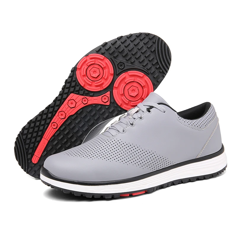 Cross border golf shoes with fixed nails, waterproof and non slip leather, men's outdoor golf training shoes, size 48
