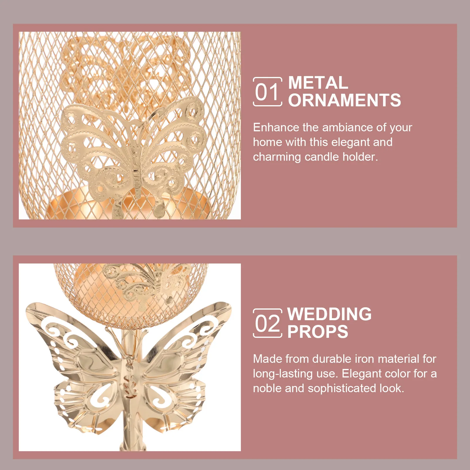 Creative Iron Holder Butterfly Shape Bright Color Compact Size Romantic Candlestick for Table Wedding Celebration Decor