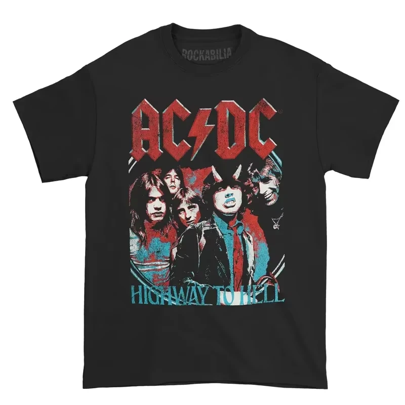 

Летняя футболка из 100% чистого хлопка, 80-летняя группа ACDC Music Rock, негабаритная повседневная футболка в стиле ретро, винтажная панк-футболка