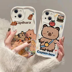 Funny Cartoon cute capybara 3D Wave Case For iPhone 15 14 13 12 11 Pro Max Mini X XR XSMAX 8 7 6S Plus New Soft Silicone Cover