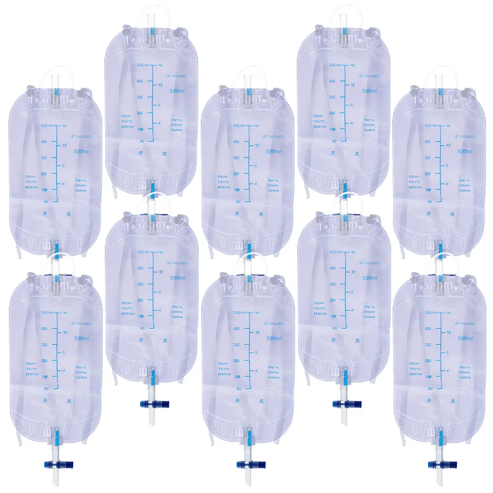 10Pcs Urine Bag PVC Anti-Leakage Patient Postoperation Urinary Drainage Wearable Kit Easy-Tape Leg Bag Urinary Drainage