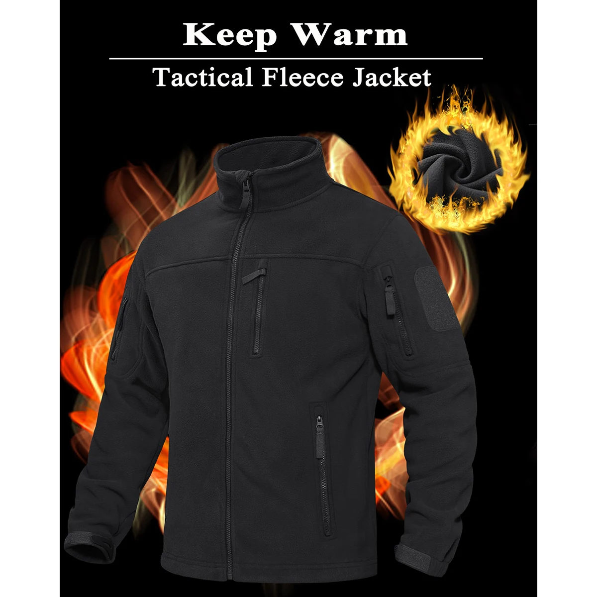 TACVASEN Men's Fleece Jacket Soft Warmth Windproof Full Zip Up Coat Multiple Zipper Pockets Hiking Working Outdoors Windbreaker 34 Se13085ddef8e41abaa48b8dbb2479231N