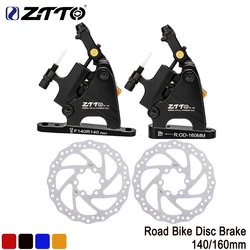 ZTTO Road Bike Line Pulling Hydraulic Disc Brake Calipers Flat Mount Front Rear CX Road Bicycle Disc Brake 140 160mm Brake Rotor