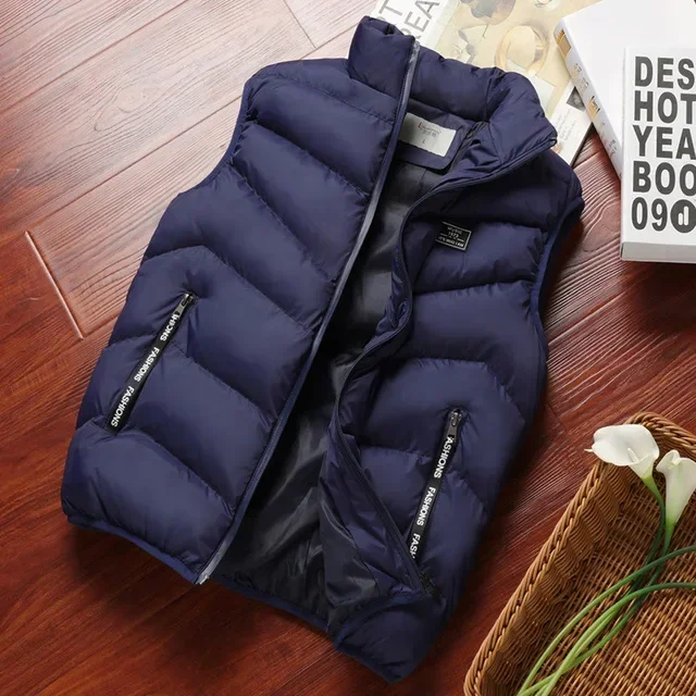 2024 New Mens Jacket Sleeveless Vest Autumn Thermal Soft Vests Casual Coats Male Cotton Men\'s Vest Men Thicken Waistcoat