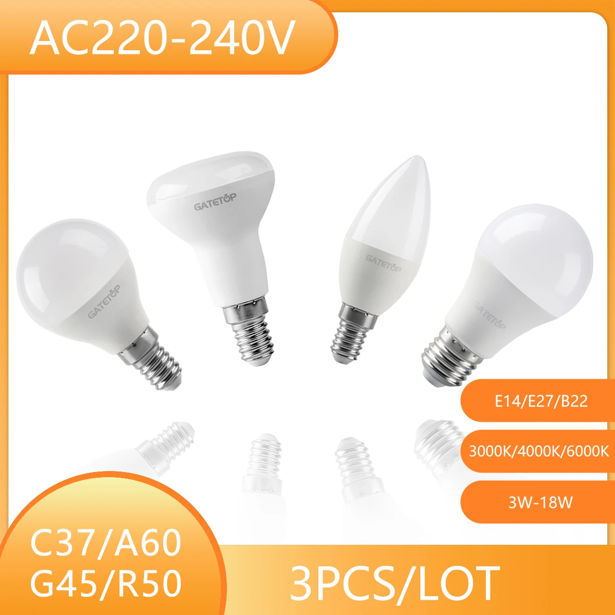 3PCS GX53 MR16 B22 LED Bulb Lamps AC 220V GU10 24W 18W High Lumen Saving Cold Warm White Living Room Home No Flicker 12V