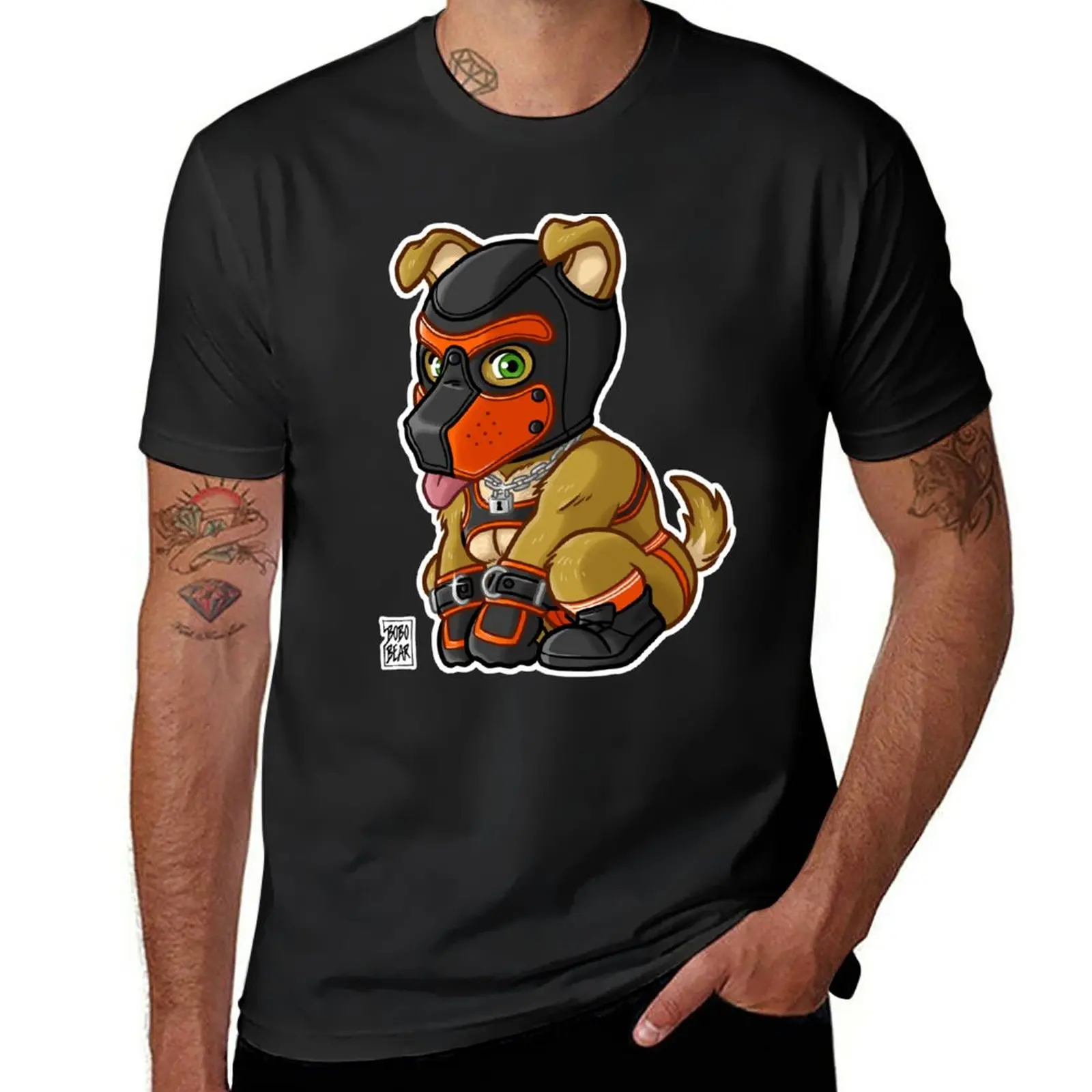 PLAYFUL PUPPY - ORANGE MASK - BEARZOO SERIES T-Shirt aesthetic clothes hippie clothes korean fashion funnys men clothings