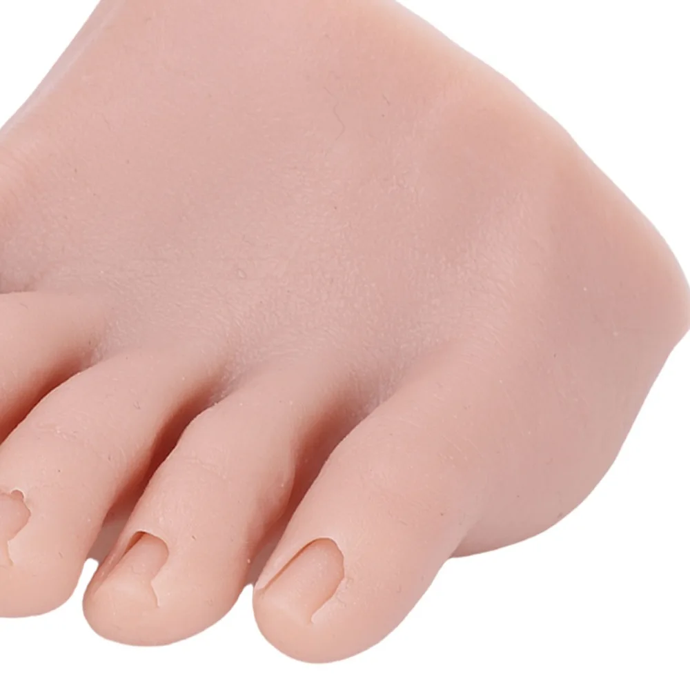 Soft Silicone Silicone Practice Foot Left/Right Prosthetic Tool Nail Art Training Foot Dark Skin Fake Foot Model