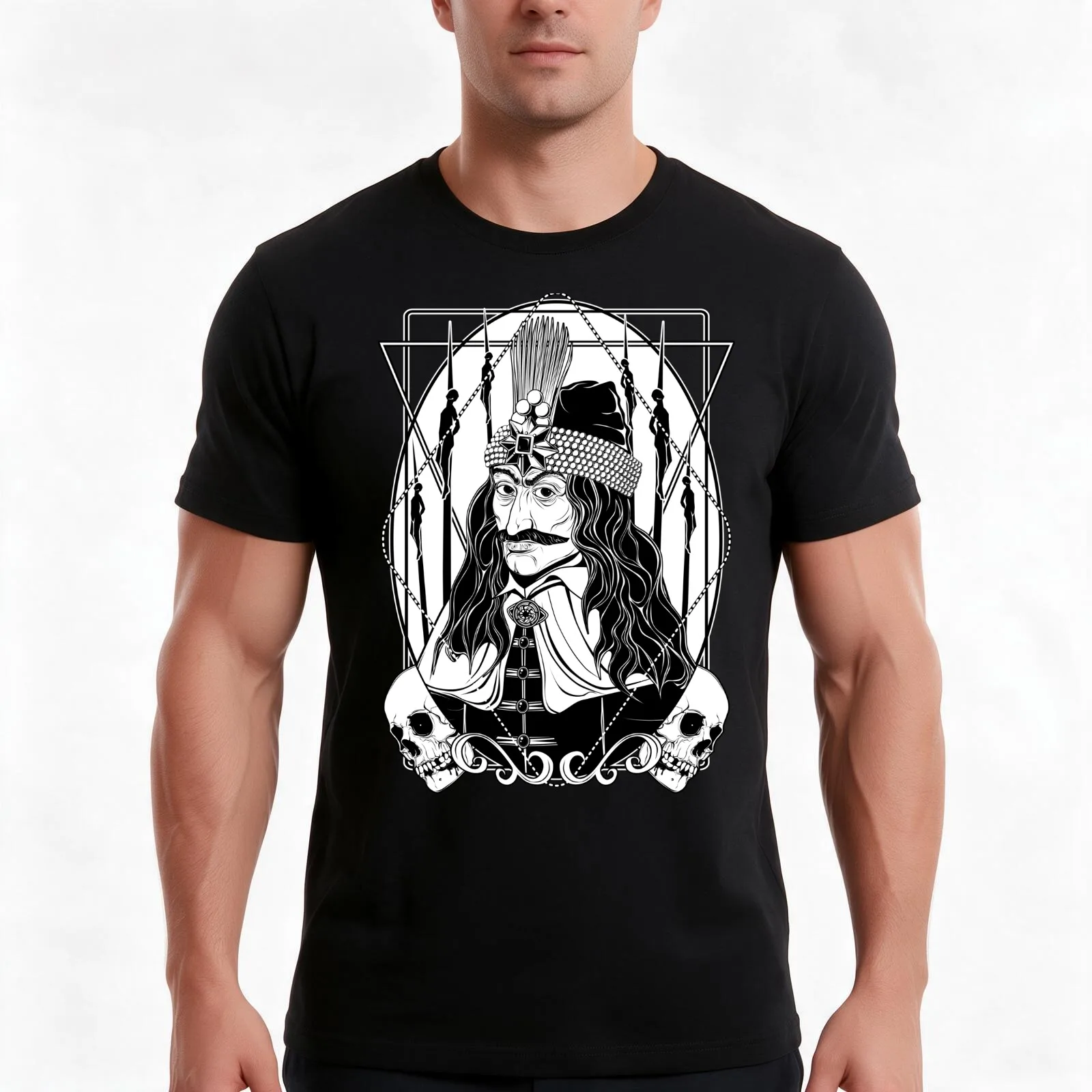 Vlad the Impaler T-Shirt, Summer Casual Cotton Tee, Oversized Streetwear Tops, Vintage Graphic Print, Loose Fit Short Sleeve