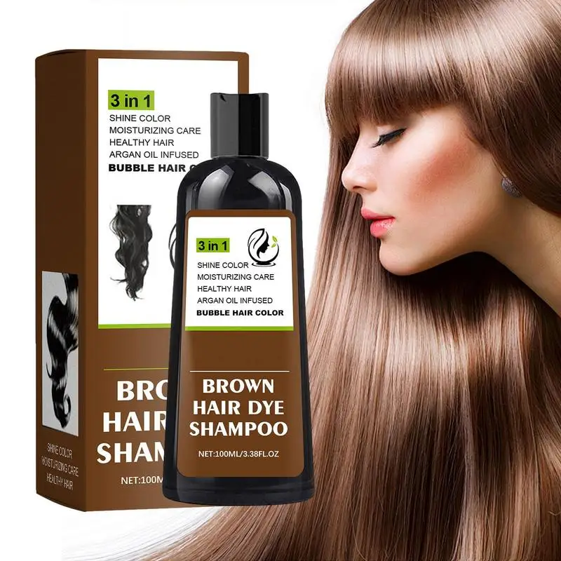 

Hair Dye Shampoo 3 In 1 Instant Dye Shampoo 100ml Natural Black Hair Dye For Gray Hair Coverage Brown Hair Color Shampoo For