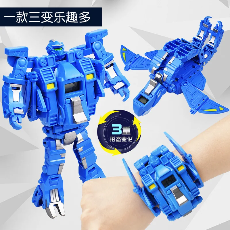 Cartoons Children's watch Deformation robot 3d LED Luminous watch Children's model toy watch kids watches boys  reloj