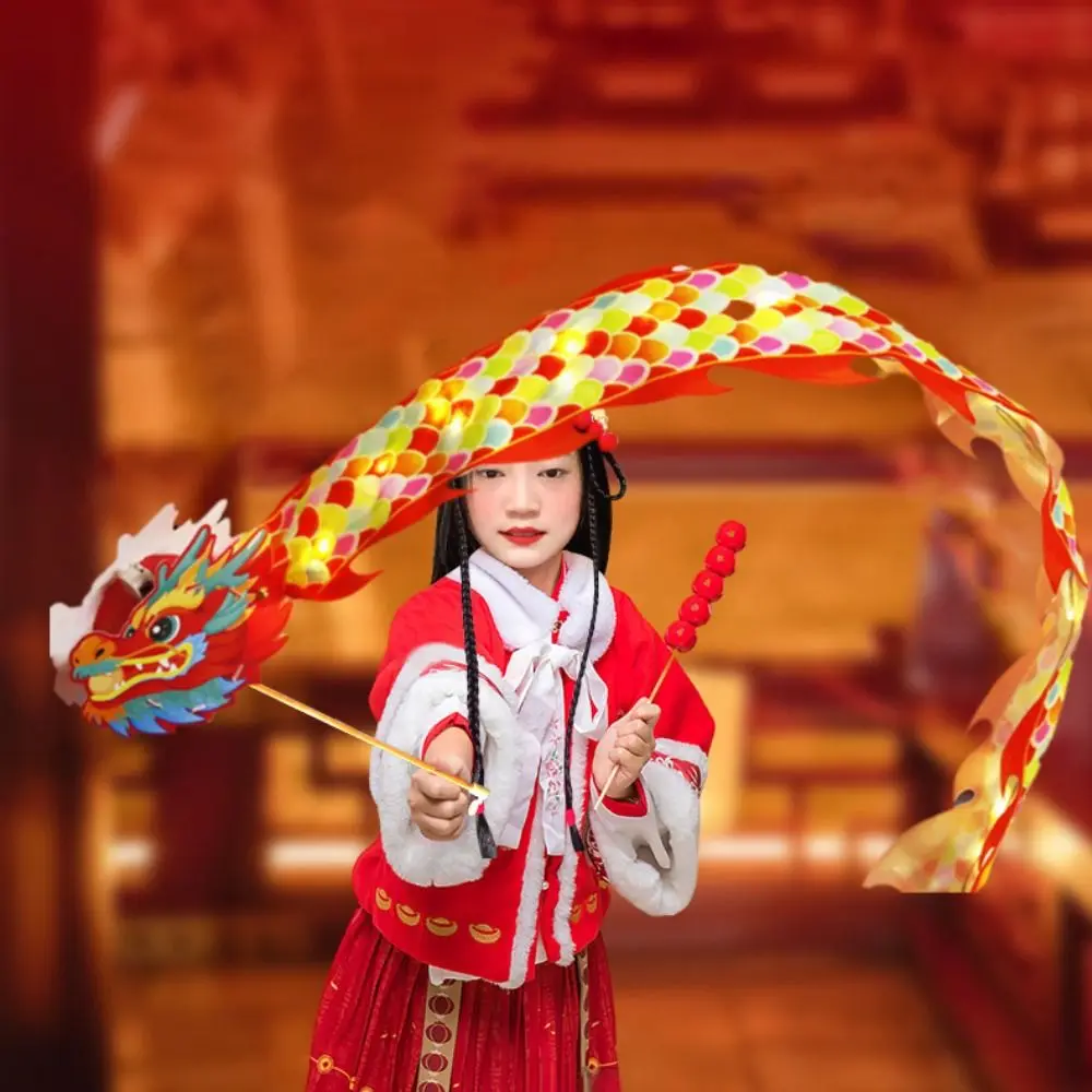 Luminous Mid-Autumn Dragon Dance Lantern Paper Handmade Chinese Traditional Dragon Lamp Fluttering DIY Glowing Lanterns