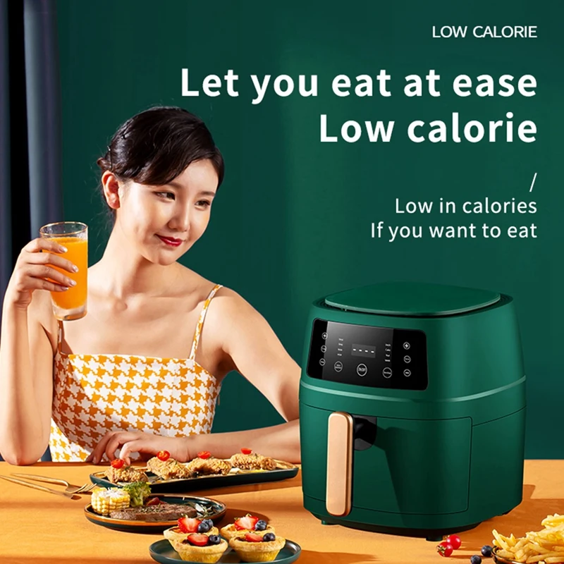 Air Fryer penggorengan dalam otomatis, alat rumah tangga kapasitas besar 5L multifungsi LED, penggorengan dalam tanpa minyak