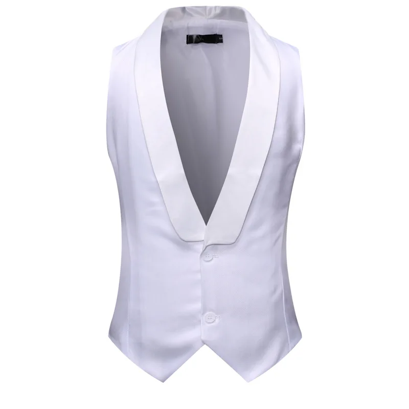 H829 European size men's green shawl collar contrast vest men's suit dress sleeveless vest