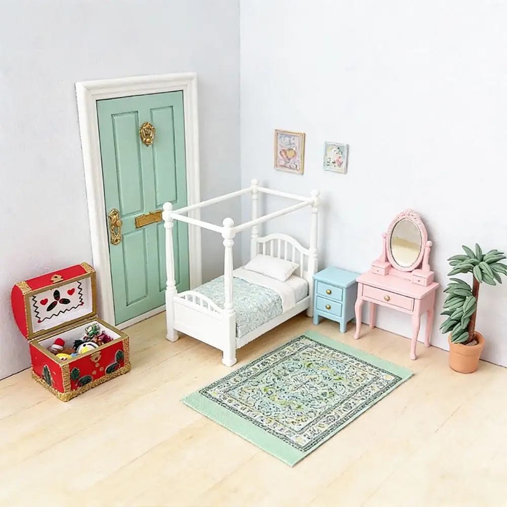 1/12 Dollhouse Carpet Multicolor Playing House Miniature Weaving Mat Floral Pattern Photo Props Doll Dollhouse Rug