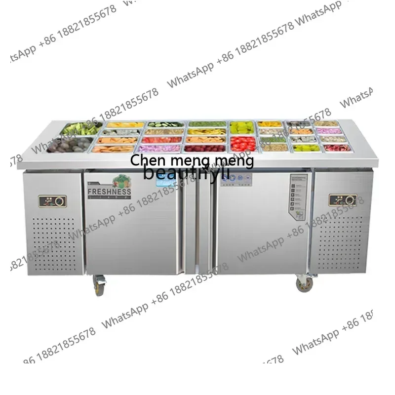 

FF A06 Fruit fishing display cabinet stall slotted salad Taiwanese fresh-keeping table refrigerated freezer