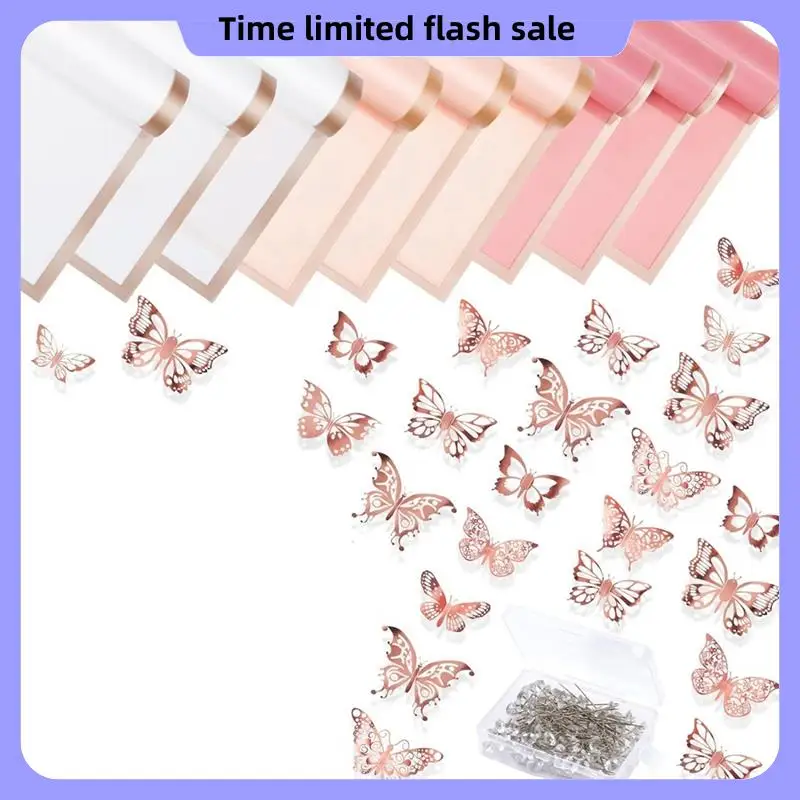 

A40T Wedding Corsages Set 100Pcs Bouquet Wedding Pins 48Pcs 3D Rose Gold Butterfly Wall Decor 15 Sheet Flower Wrapping Paper