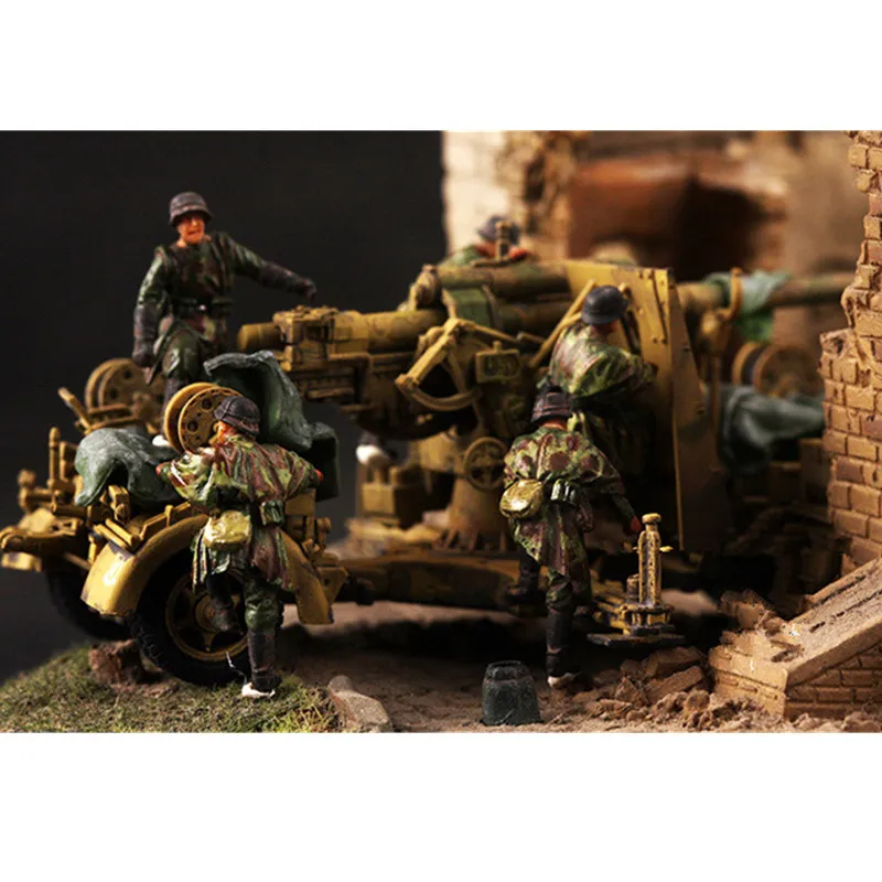 1:72 Scale Model 5 Pcs 88 German Operate Artillery Soldiers Resin Action Figure Toys Dolls Scene Accessory Display Collection