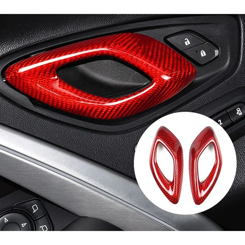 

For Chevrolet Camaro Real Dry Carbon Fiber Sticker Inner Handle Cover Replacement Accessories 2016-2023(Red) modification