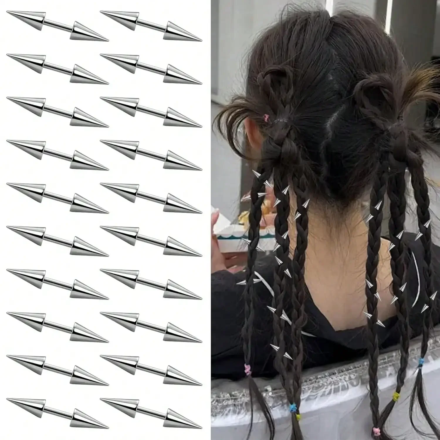 

20Pcs Goth Hair Clips For Women, Punk Spiked Metal Accessories For Goth Emo Styles, Edgy Hair Jewelry For Women &Amp; Men, Great For Braids, Buns &Amp; Alternative Fashion, Gift Idea