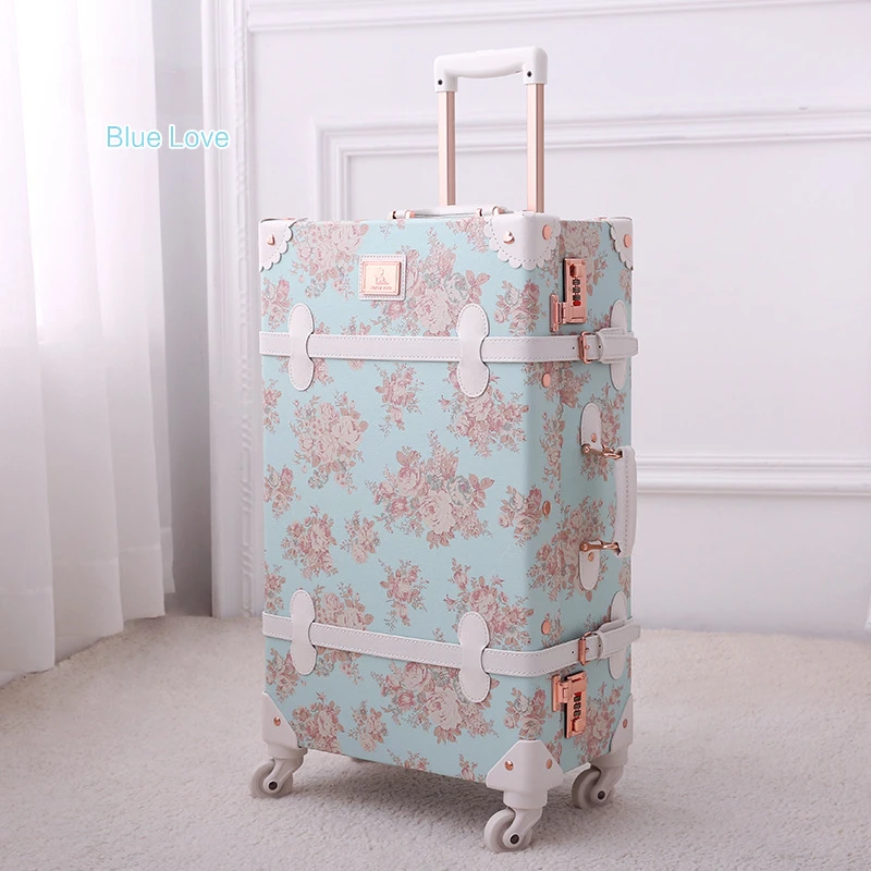 Vintage PU Leather Rolling Luggage Travel Suitcase 20 Inch Carry-on Box Large Capacity Trunk Fresh Design Password Trolley Cases