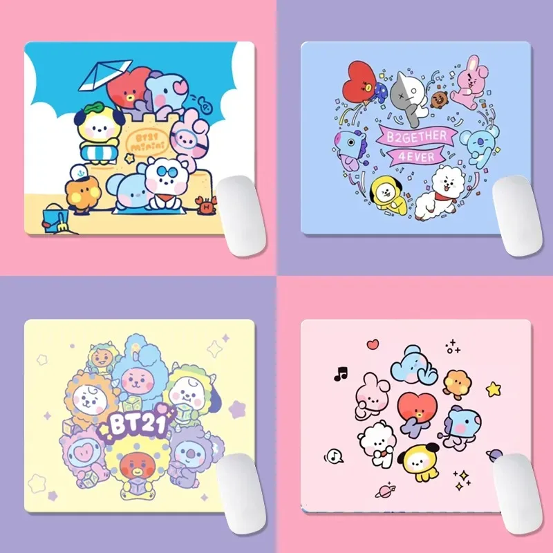 Kawaii Bt21 25CM Cartoon Mouse Pad Computer Desk Pad Anti-slip Rubber Desktop Decoration Holiday Gift