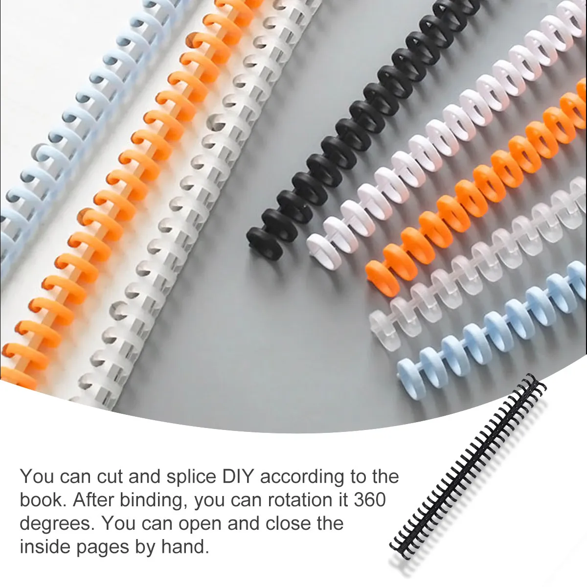 10Pcs Black Plastic Comb Binder Spines Loose- Hole Binding Clips Adjustable for Office Supplies Notebook Report Calendar