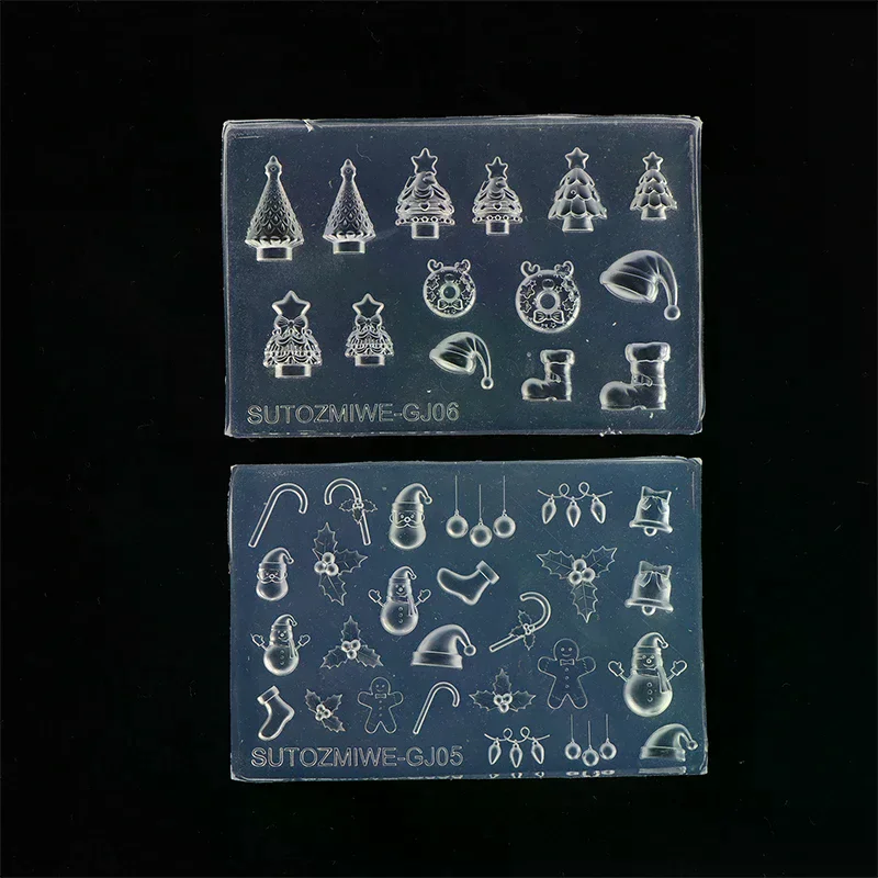 Stampo per unghie in silicone 3D per nail art fai da te albero di Natale pupazzo di neve campana uomo di pan di zenzero modello di design trasparente strumento per manicure