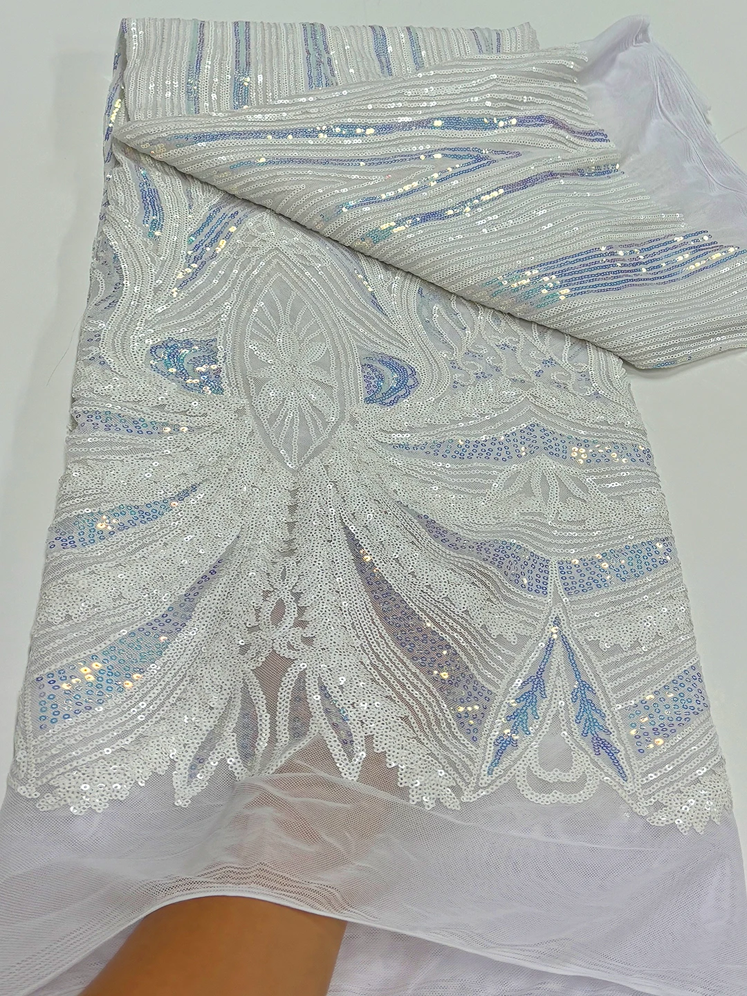 

Luxury 5 Yards Newest African Tulle Sequins Embroidered French Net Lace Fabric 2024 High Quality Lace For Nigerian Wedding Dress