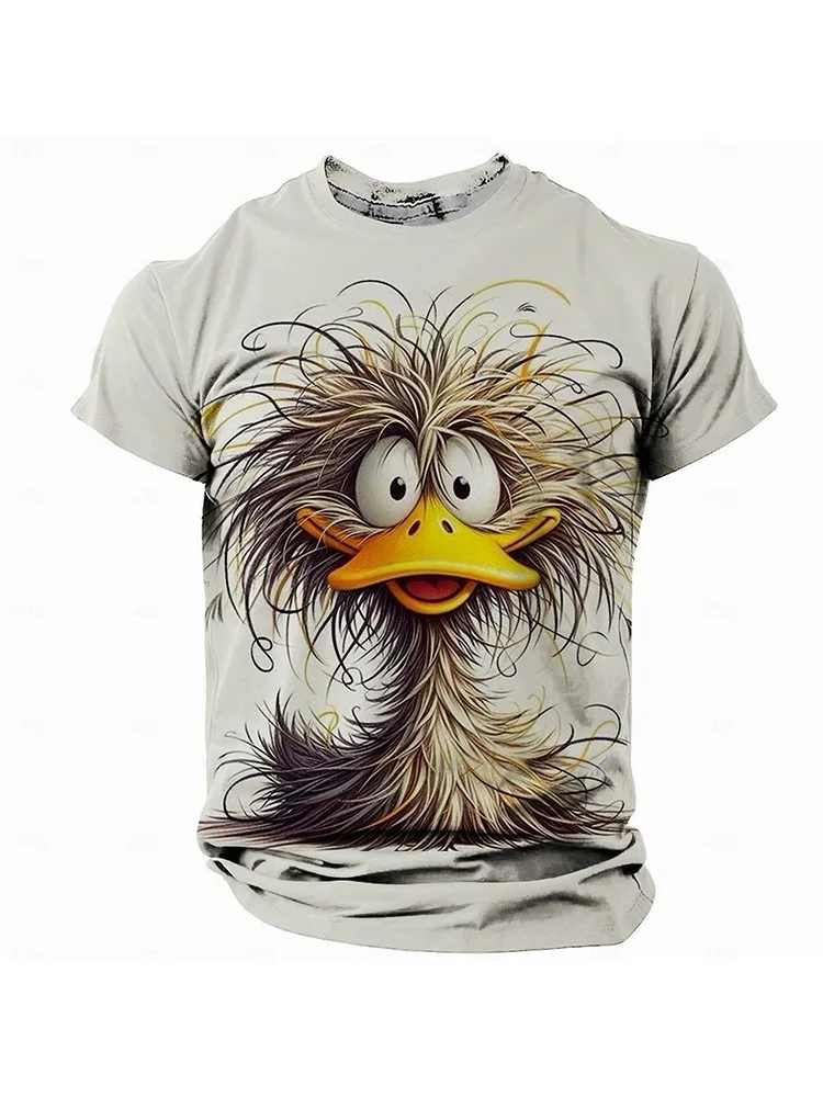 Funny 3D Print Cartoon Graphic Men's T-Shirt Fashion Creative Crew Neck Short Sleeve Tees Loose Comfortable Quick Dry Unisex Top