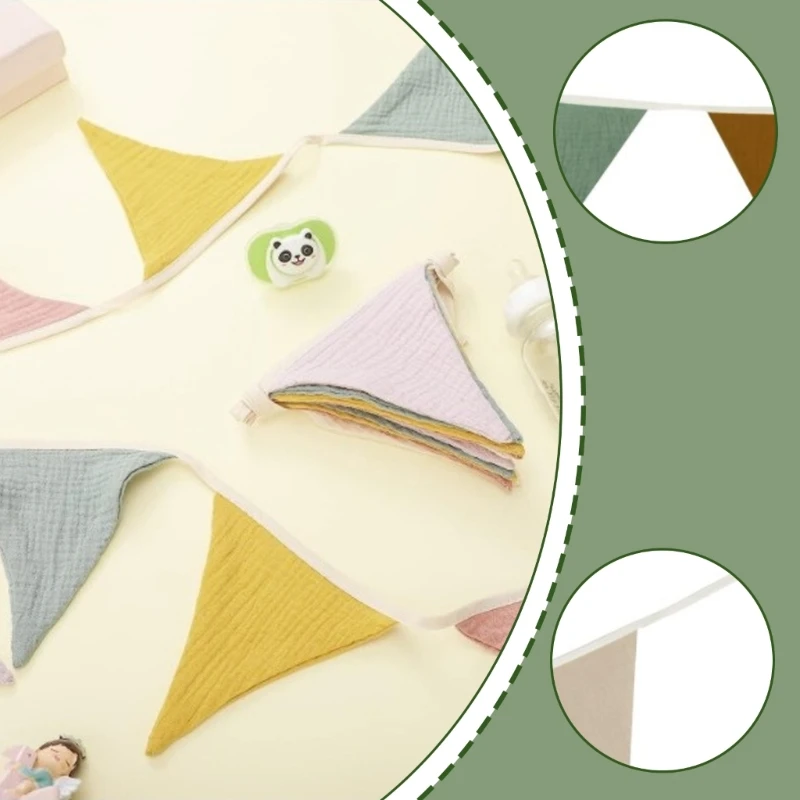 Banderas triangulares algodón, guirnaldas, banderines decorativos para dormitorio niños y guardería