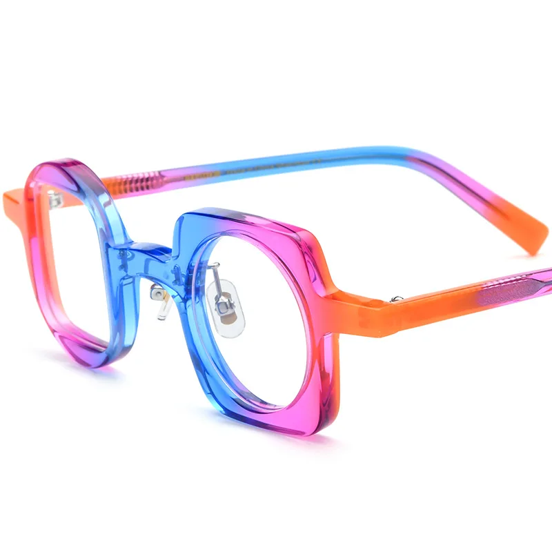 

Color matching personality fashion square round plate glasses frame optical glasses frame small face men and women myopia glasse