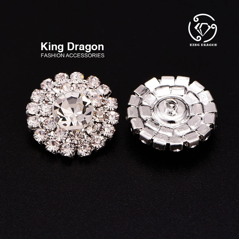 Clear Rhinestone Button Used On Garment Decoration Or Used On headband 20MM 20PCS/lot Silver Color Shank Back Button Shop KD173