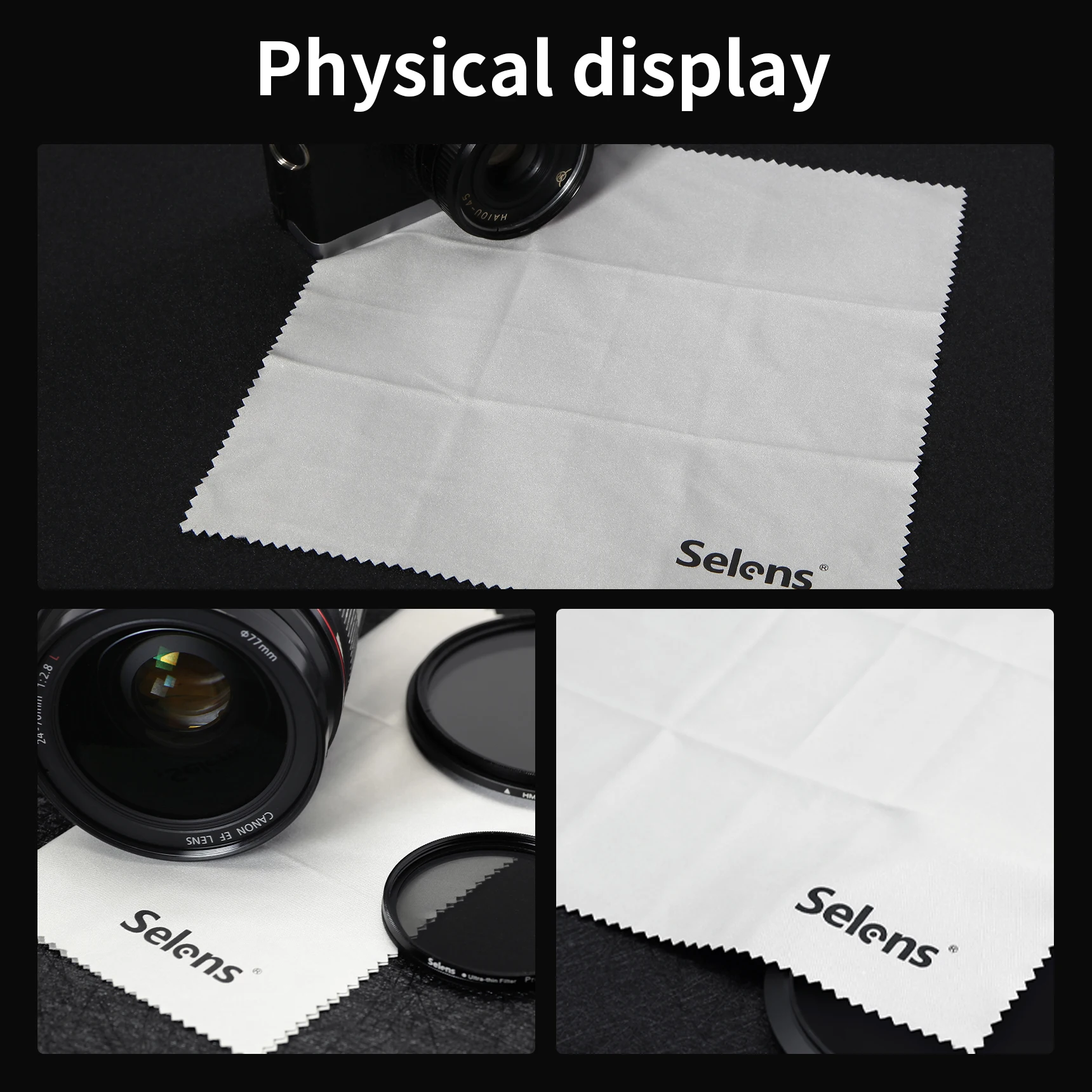 Selens super fino fibra lente pano de limpeza 20*20 cm microfibra para dslr câmera monitor lcd óculos filtro óptico