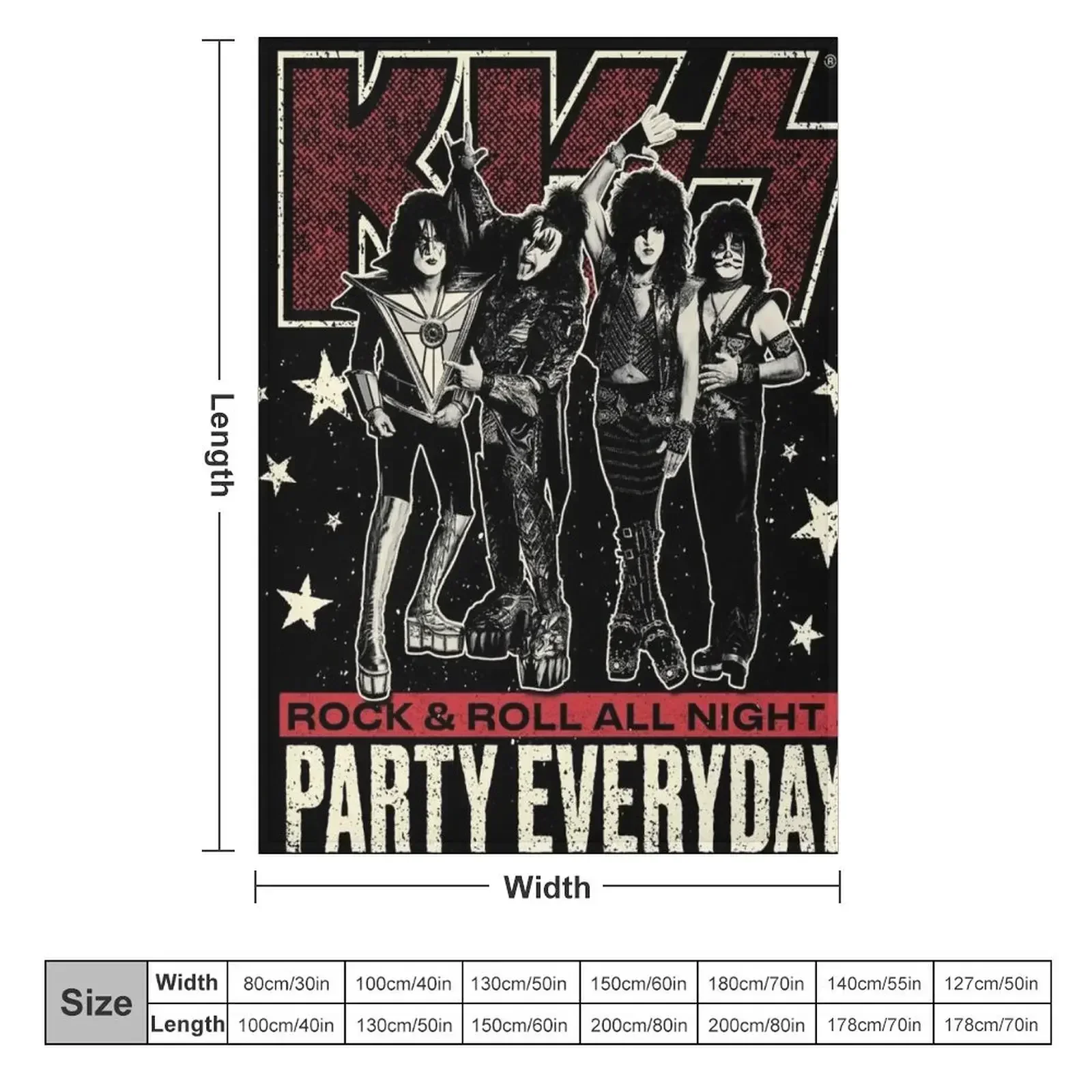 KISS - ROCK AND ROLL ALL NIGHT & PARTY EVERYDAY ! Throw Blanket Giant Sofa Decorative Beds Blankets