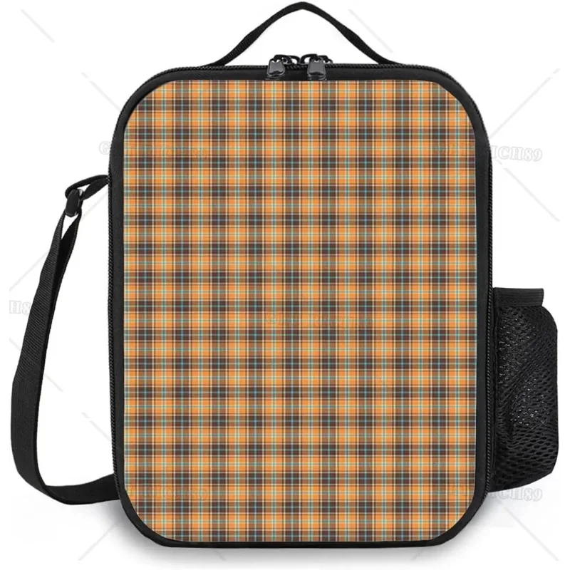 Plaid Insulated Lunch Bag for Women/Men Little Hearts Reusable Lunch Box with Adjustable Shoulder Strap for Office Work Picnic