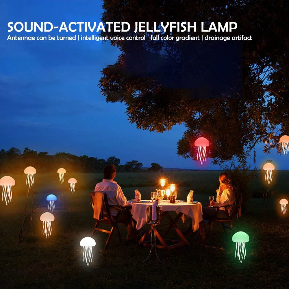 Colourful Jellyfish Night Lights Voice Control Bedside Lamp Flexible Tentacles  Jellyfish-Shape Atmosphere Lights for Home Decor