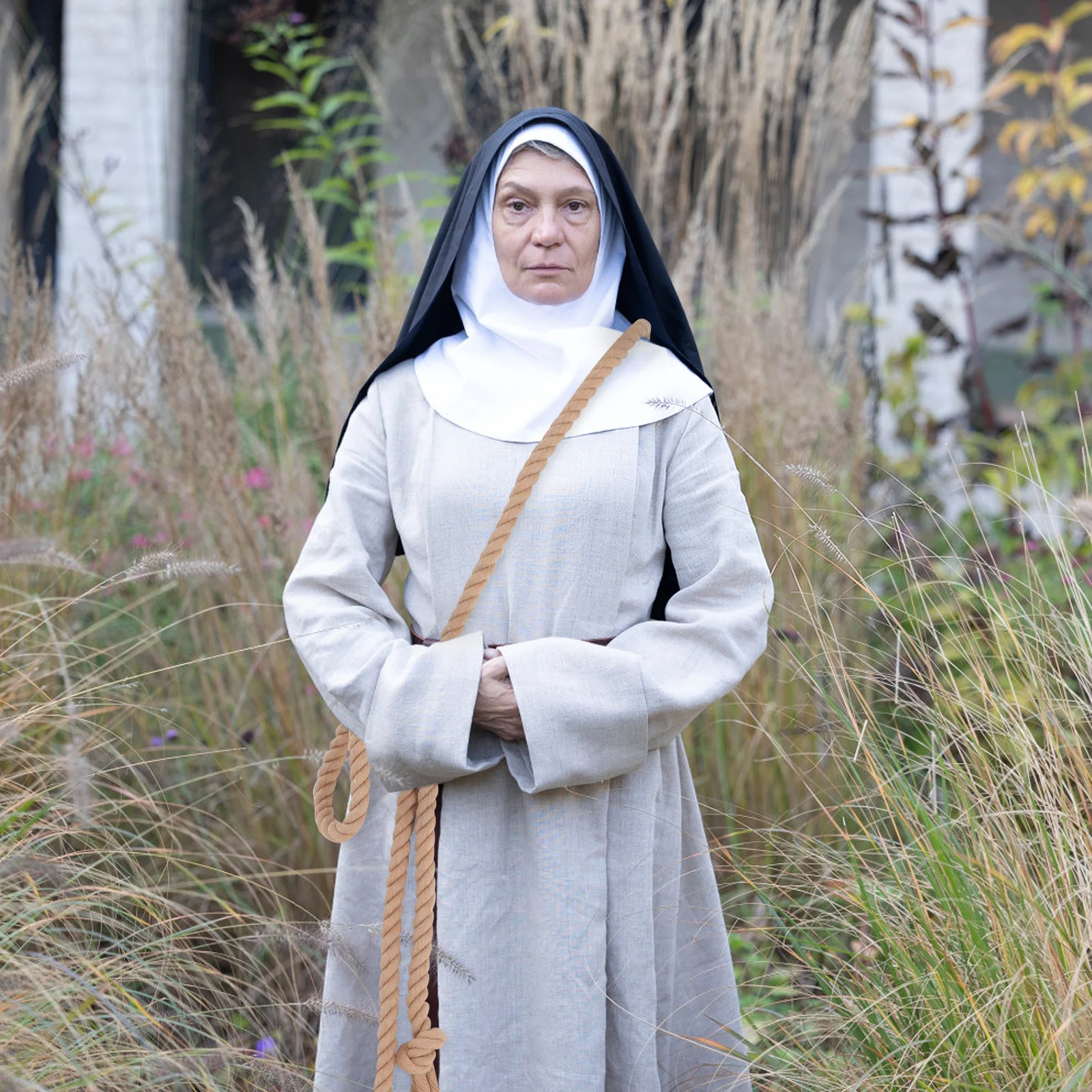 Cinturón de cuerda de lino y algodón largo gótico para hombre y mujer, accesorio de disfraz ajustable, bata de Pastor, Cosplay, moda Vintage