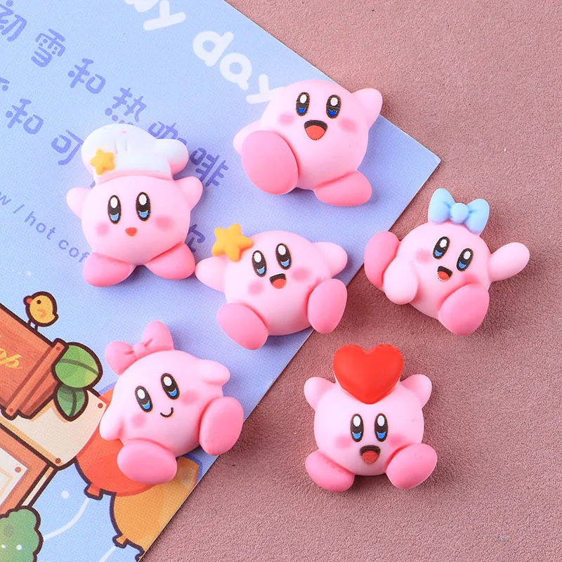 6-teiliges Set Cartoon Niedliche Anime-Figur Mini Kawaii Star Kirby Ohrstecker Haarspange Nageldekoration Wasserbecher-Hülle Harz DIY Zubehör