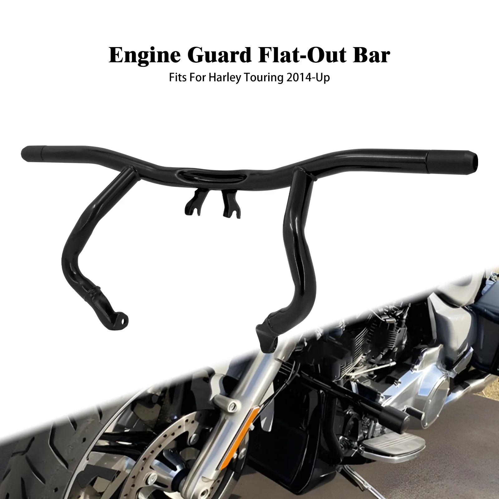 

Motorcycle Front Highway Engine Guard Flat-Out Bar Protector Bumpers For Harley Touring Electra Street Road Glide FLHR 2014-2024