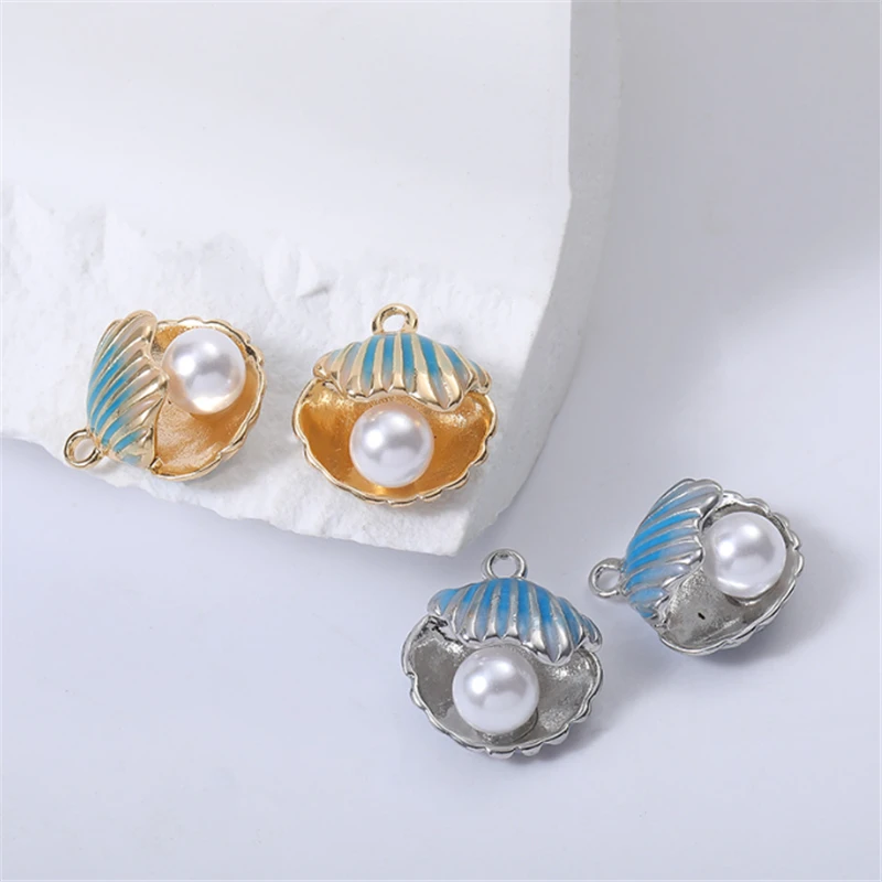 

10 Pieces New Fashion 18K Gold Plated Brass Pearl Shell Charms Connectors DIY Pendant Jewelry Making Findings Accessories