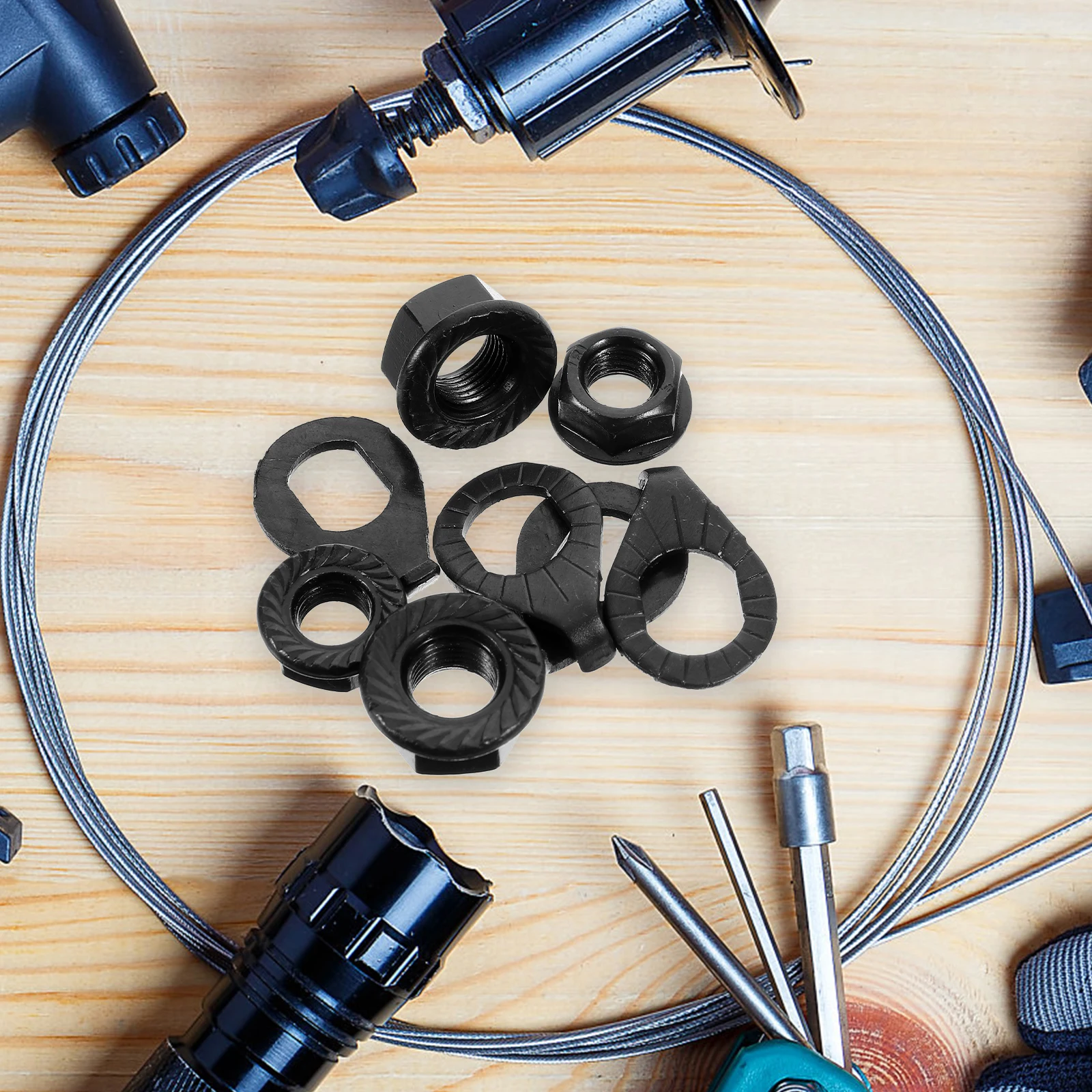 

Durable Wheel Axle Nuts and Protective Washers Kit for Bicycles with Metal Flange Fastening Design