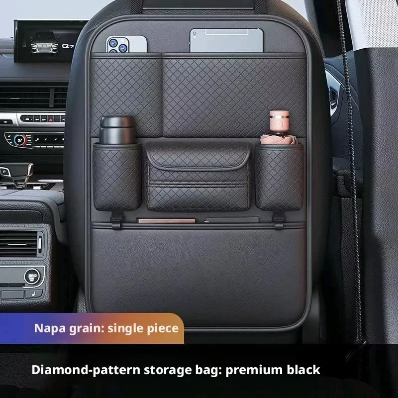 High-Capacity Multi-Pocket Backseat Storage Bag Wear-Resistant Anti Kick Mat Multi-functional Car Seat Back Organizer