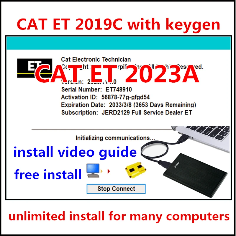 Auto Diagnostic Software For Red Cat ET 2023A 2019C 2018C with Free Keygen for Red Caterpillar Electronic Technician with Video