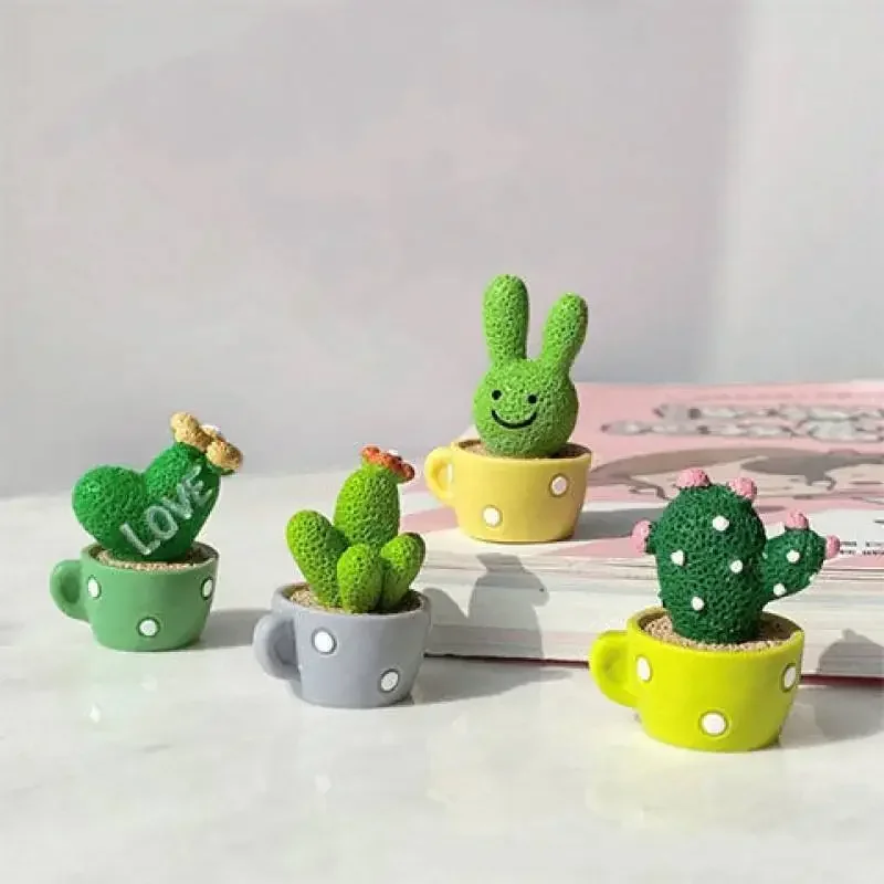 Small Ornament Resin Cactus Micro Landscape Ornament Miniature Furnishing Articles Garden Plants Potted Statue Home Decoration