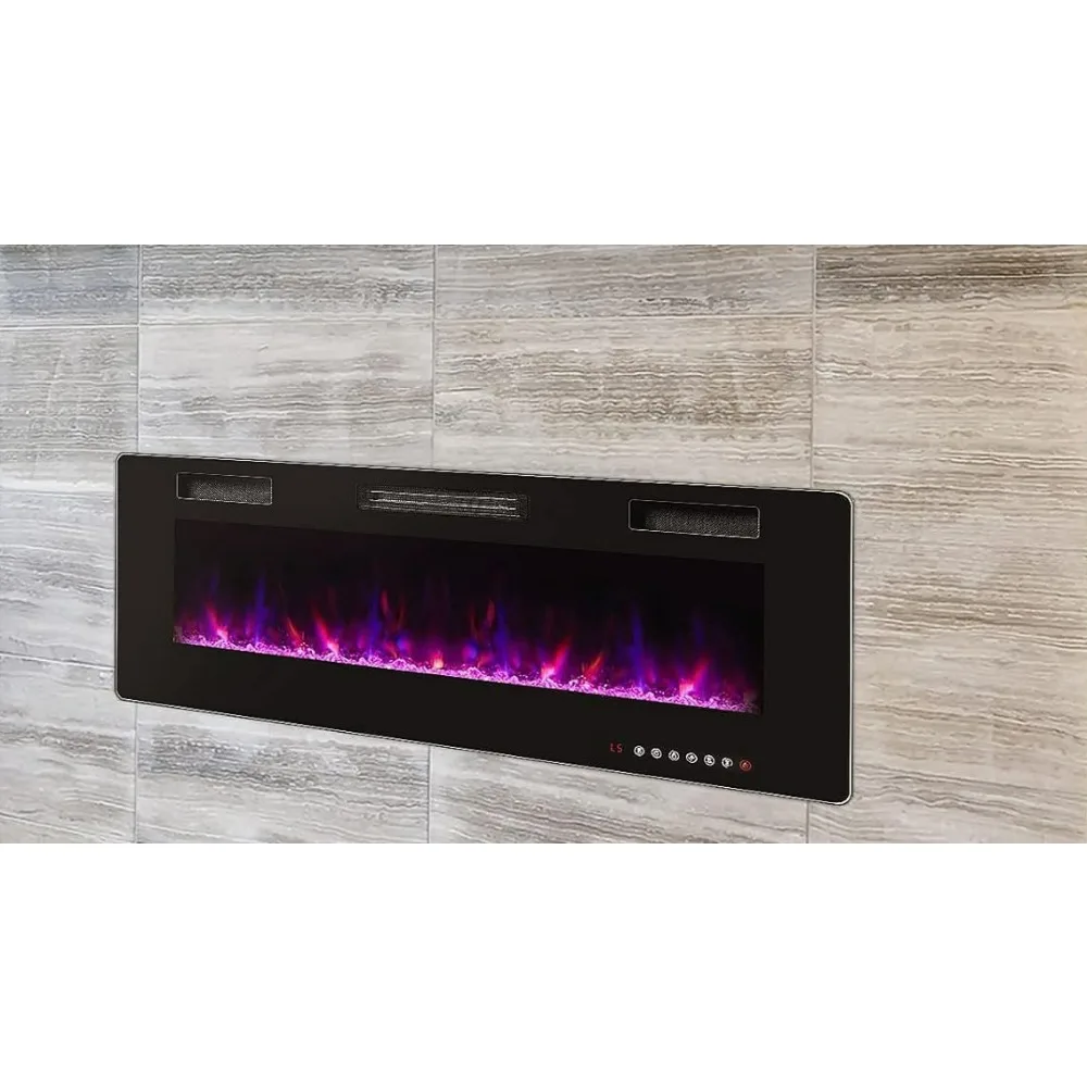 

Ultra Thin Silence Linear Electric Fireplace, Adjustable Flame Color&Speed, Touch Screen Remote, Recessed Wall Mounted Fireplace