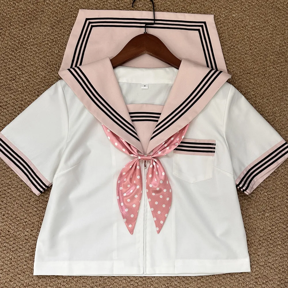 Abito da marinaio rosa a maniche lunghe/corte, uniforme da studente per ragazze delle scuole superiori giapponesi coreane, set uniforme Jk sexy da donna, gonna a pieghe