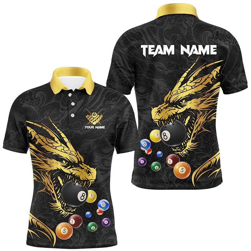 Fashion Billiards Game Polo Shirts For Men Custom Name 3D Printed Billiards Graphic Team Uniform Trend Breathable Oversized Tops